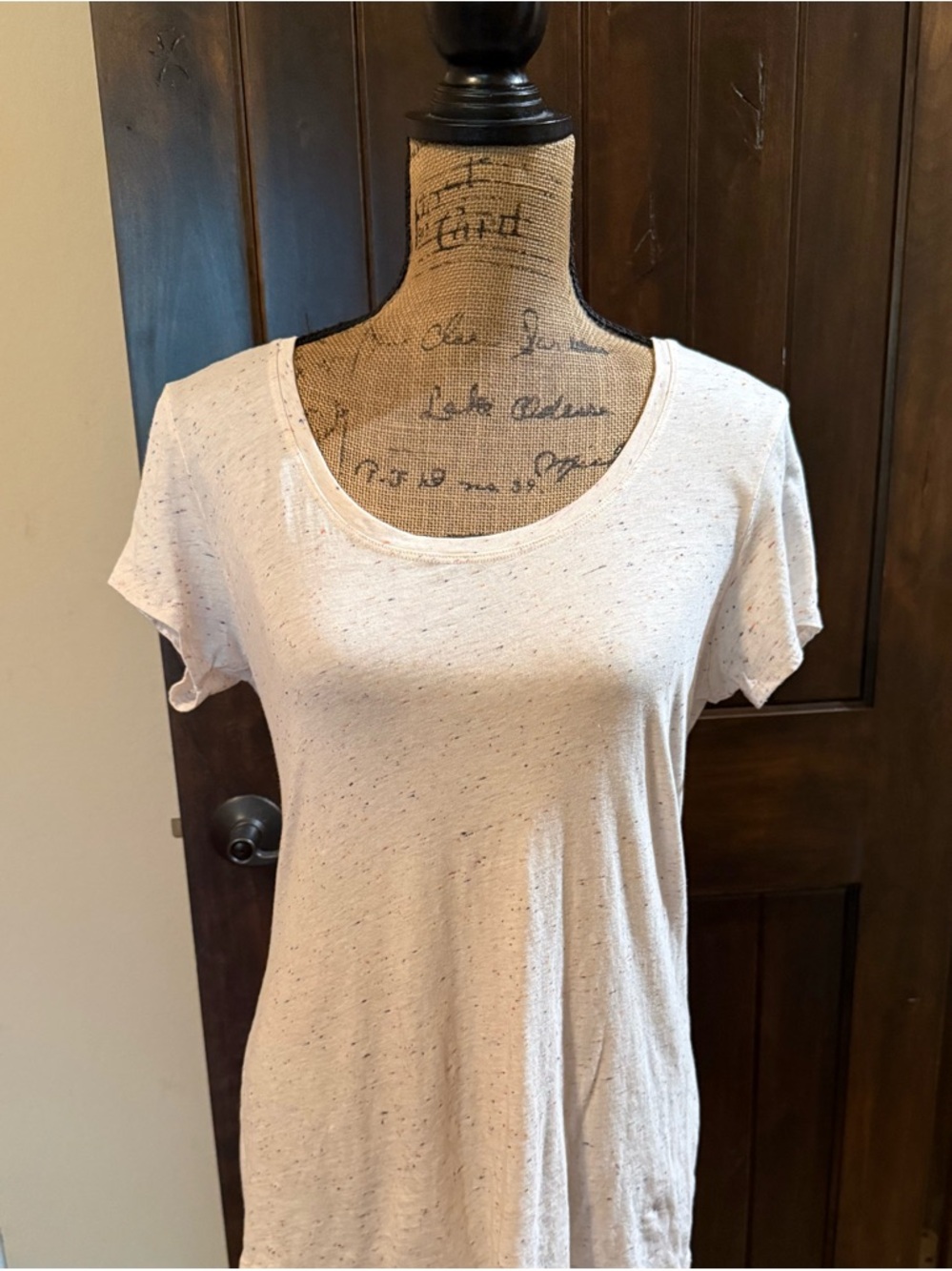Women’s Speckled Cream Short-Sleeve Scoop Neck Tee